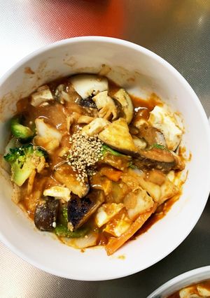 肉無豆腐簡単きな粉洋風麻婆丼味野菜炒め-レシピのメイン写真