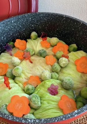 芽キャベツでカラフルポップロールキャベツ-レシピのメイン写真