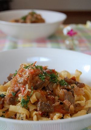 手打ちパスタ　w/　砂肝ソース-レシピのメイン写真