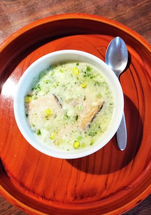 鮭と大根菜の即席豆乳ポタージュスープ-レシピのメイン写真