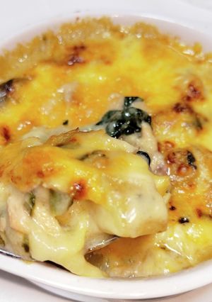 鮭・舞茸・ほうれん草・ポテトのグラタン-レシピのメイン写真