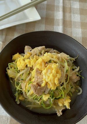 豆苗と豚肉のお酢生姜炒め-レシピのメイン写真