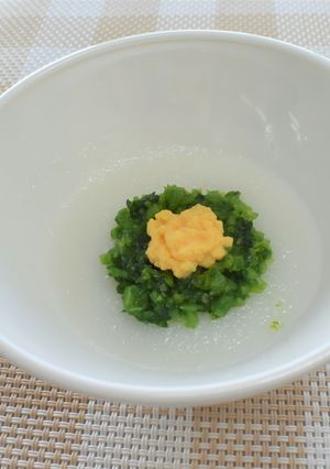 【離乳食初期】ほうれん草と卵黄のお粥-レシピのメイン写真