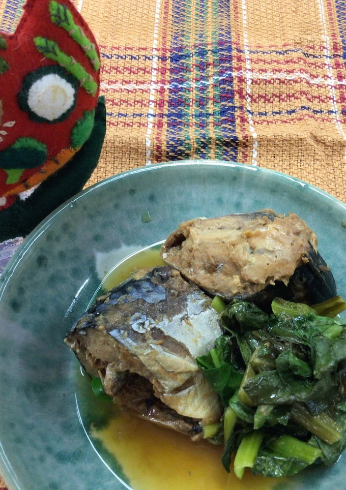 小松菜とさば缶のみそ煮　-レシピのメイン写真