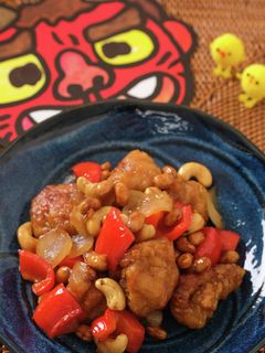 節分豆と竜田揚げの照焼ソース炒め-レシピのメイン写真