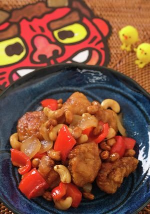 節分豆と竜田揚げの照焼ソース炒め-レシピのメイン写真