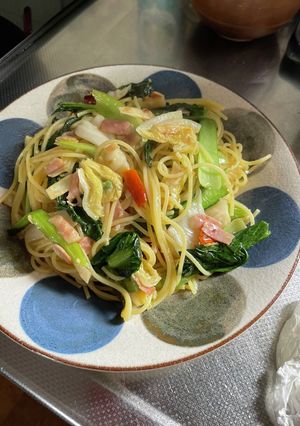 白菜の漬けものと小松菜のペペロンチーノ-レシピのメイン写真
