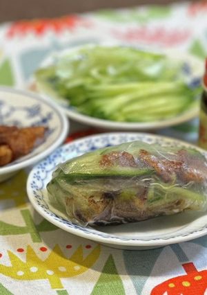 鶏皮北京ダック（ライスペーパーで）-レシピのメイン写真