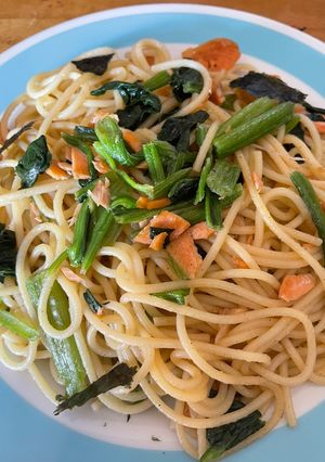 鮭と冷凍ほうれん草の和風パスタ-レシピのメイン写真