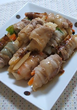 豚バラでやさい巻き巻き♪-レシピのメイン写真