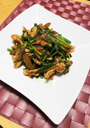 豚こまとニラごぼう味噌炒め-レシピのメイン写真