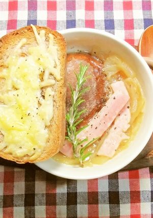 カンパーニュのオニオングラタンスープ-レシピのメイン写真