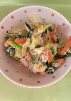 【保育園給食】大豆とほうれん草のサラダ-レシピのメイン写真