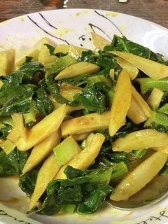 ターツァイとジャガイモ・里芋のカレー炒め-レシピのメイン写真