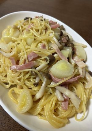 ワンパンで長ネギとキノコの和風パスタ-レシピのメイン写真