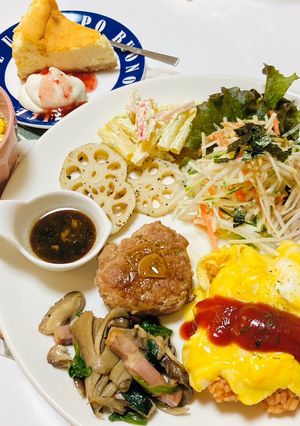 ひき肉でハンバーグメインの今日のご飯-レシピのメイン写真