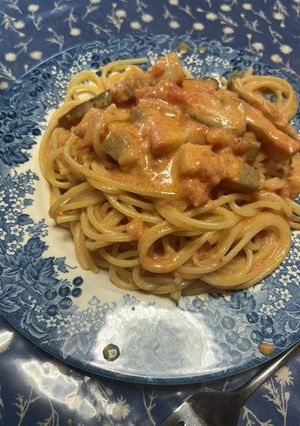 パンチェッタと椎茸のトマトクリームパスタ-レシピのメイン写真