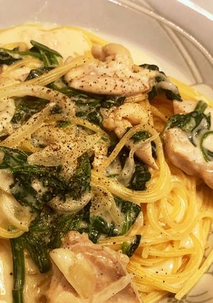 ほうれん草とチキンのクリームパスタ-レシピのメイン写真