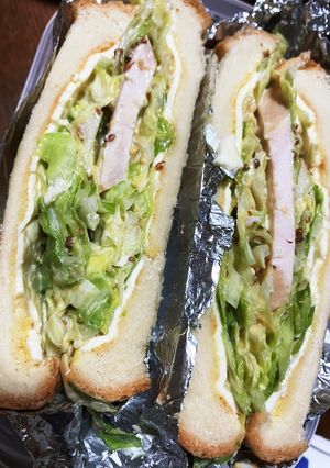 梅とキャベツとチーズとチキンのサンド -レシピのメイン写真
