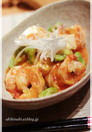 エビチリ！豆腐とそらまめ入り♪-レシピのメイン写真