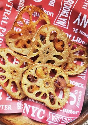 簡単！れんこんとチーズかまぼこの素揚げ！-レシピのメイン写真