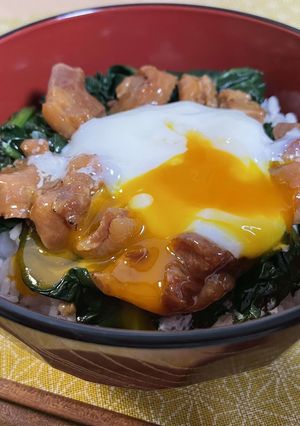 ぱく増し！やきとり温玉丼-レシピのメイン写真
