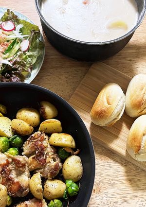 鶏肉と芽キャベツジャガイモの香草焼き-レシピのメイン写真