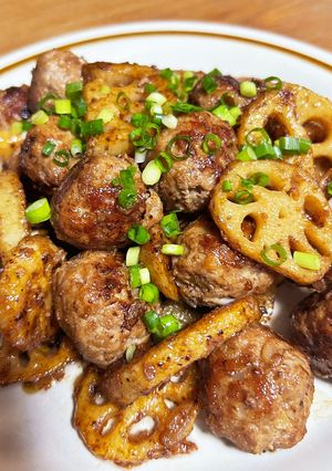 肉団子とレンコンの甘酢がらめ。-レシピのメイン写真