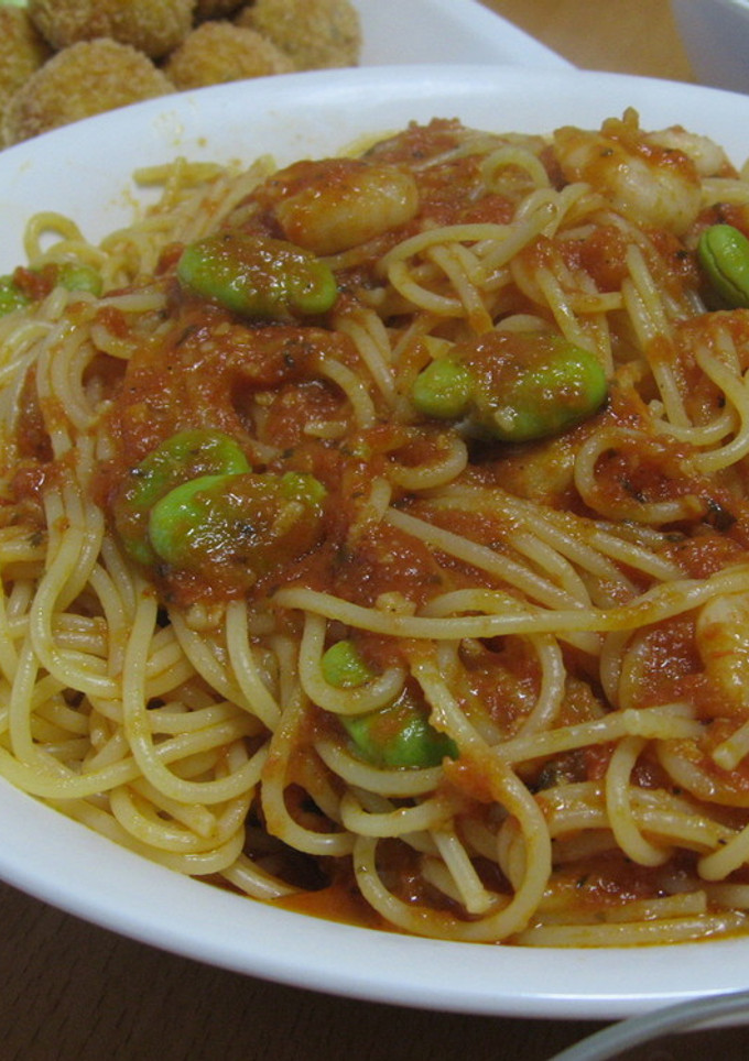 エビと空豆のトマトソースパスタ-レシピのメイン写真