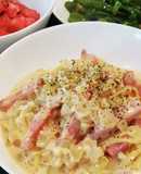 やさしいコクのチェダーチーズスープパスタ