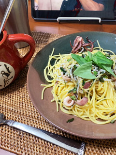 イカ・シラス・バジルの海鮮オイルパスタ-レシピのメイン写真
