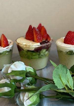 抹茶プリンいちごパフェ♡-レシピのメイン写真