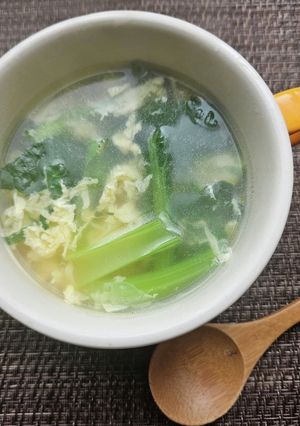 子供喜ぶ食卓に！小松菜と卵の中華スープ！-レシピのメイン写真