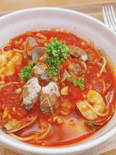 あさりとエビのトマトソースパスタ-レシピのメイン写真