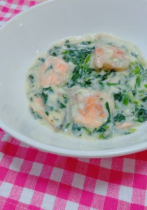 鮭ほうれん草クリーム煮込み-レシピのメイン写真