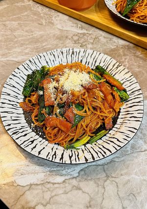 ベーコンとほうれん草のナポリタン-レシピのメイン写真