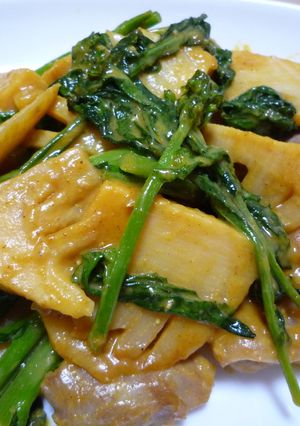 筍と菜花☆焼いたチキンを味噌マヨカレーで-レシピのメイン写真