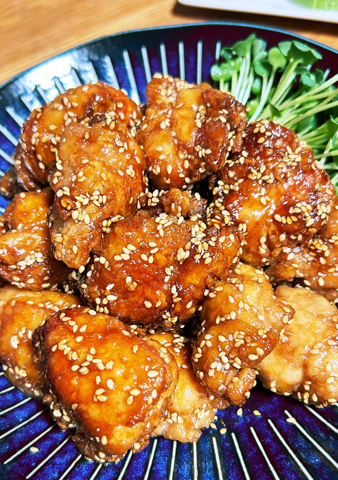 鶏の甘酢唐揚げ。唐揚げの甘酢ごまダレ。-レシピのメイン写真