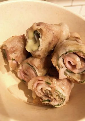 豚肉と大葉ハムチーズくるくる巻き♡-レシピのメイン写真