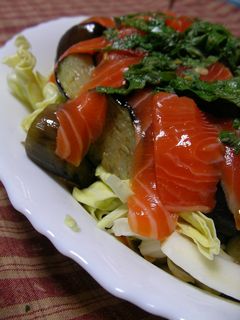 【男の料理】揚げ茄子とサーモンのサラダ-レシピのメイン写真