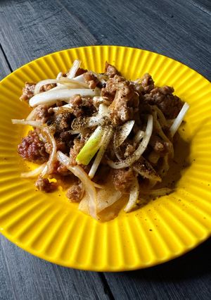 パパっと新玉ねぎと挽肉炒め-レシピのメイン写真