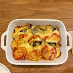 รูปของ 鯖とトマトとさつまいものチーズグリル🧀