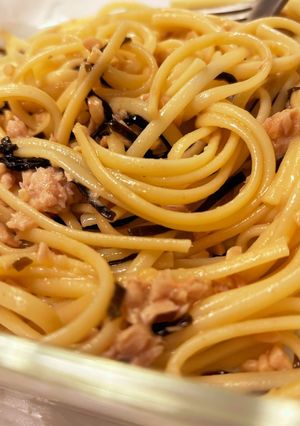 レンジで簡単ツナ納豆塩昆布パスタ-レシピのメイン写真