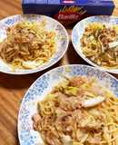 早生キャベツ明太子なめ茸パスタ