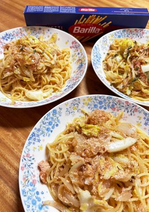早生キャベツ明太子なめ茸パスタ-レシピのメイン写真