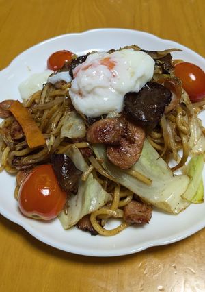 うまかにんにく~たまトマ焼きそば-レシピのメイン写真