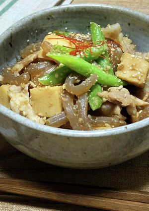 豚肉とこんにゃくの甘辛ごま煮-レシピのメイン写真