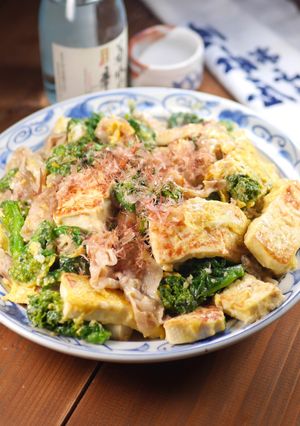 ほろ苦い菜の花と豆腐の春のチャンプルー☆-レシピのメイン写真