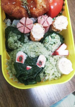 ニャオハ♪ふりかけ無しでポケモンキャラ弁-レシピのメイン写真