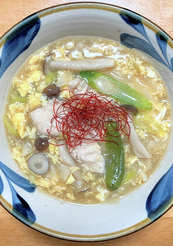 鶏ささみ肉と長ネギとシメジの卵とじ-レシピのメイン写真